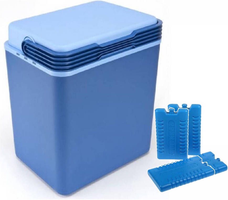Shoppartners Grote Koelbox Donkerblauw 32 Liter 40 X 30 X 45 Cm Incl. 4 Koelelementen Koelboxen