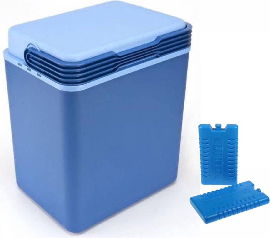 Shoppartners Grote Koelbox Donkerblauw 32 Liter 40 X 30 X 45 Cm Incl. 6 Koelelementen Koelboxen