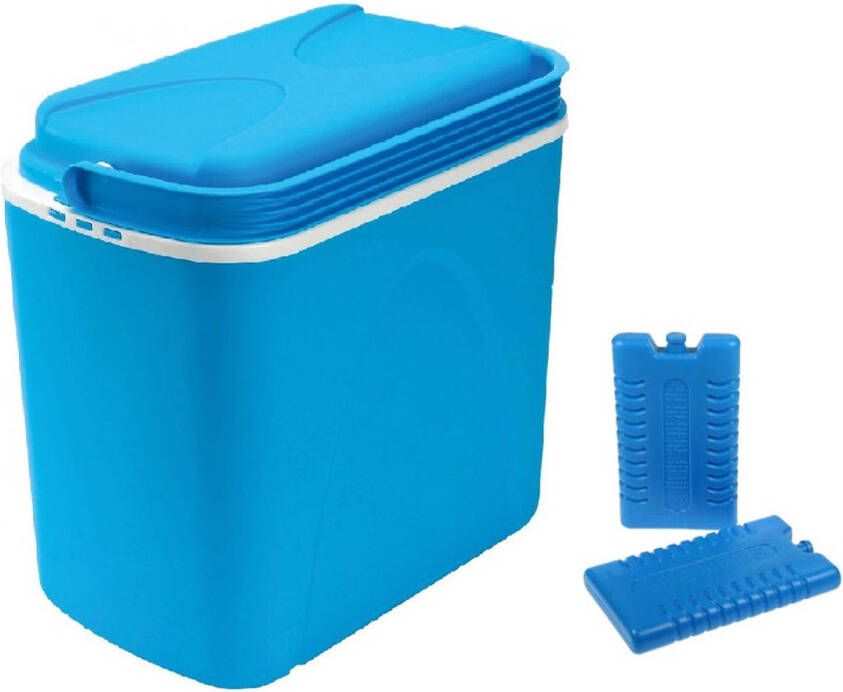 Merkloos Koelbox Blauw 24 Liter 40 X 25 X 37 Cm Incl. 2 Koelelementen Koelboxen